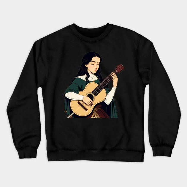 Serene bard playing a song on her guitar Crewneck Sweatshirt by CursedContent